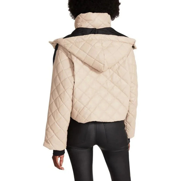 STEVE MADDEN Hayle Jacket in Beige Small Womens Vegan Coat Faux Leather - Picture 13 of 16